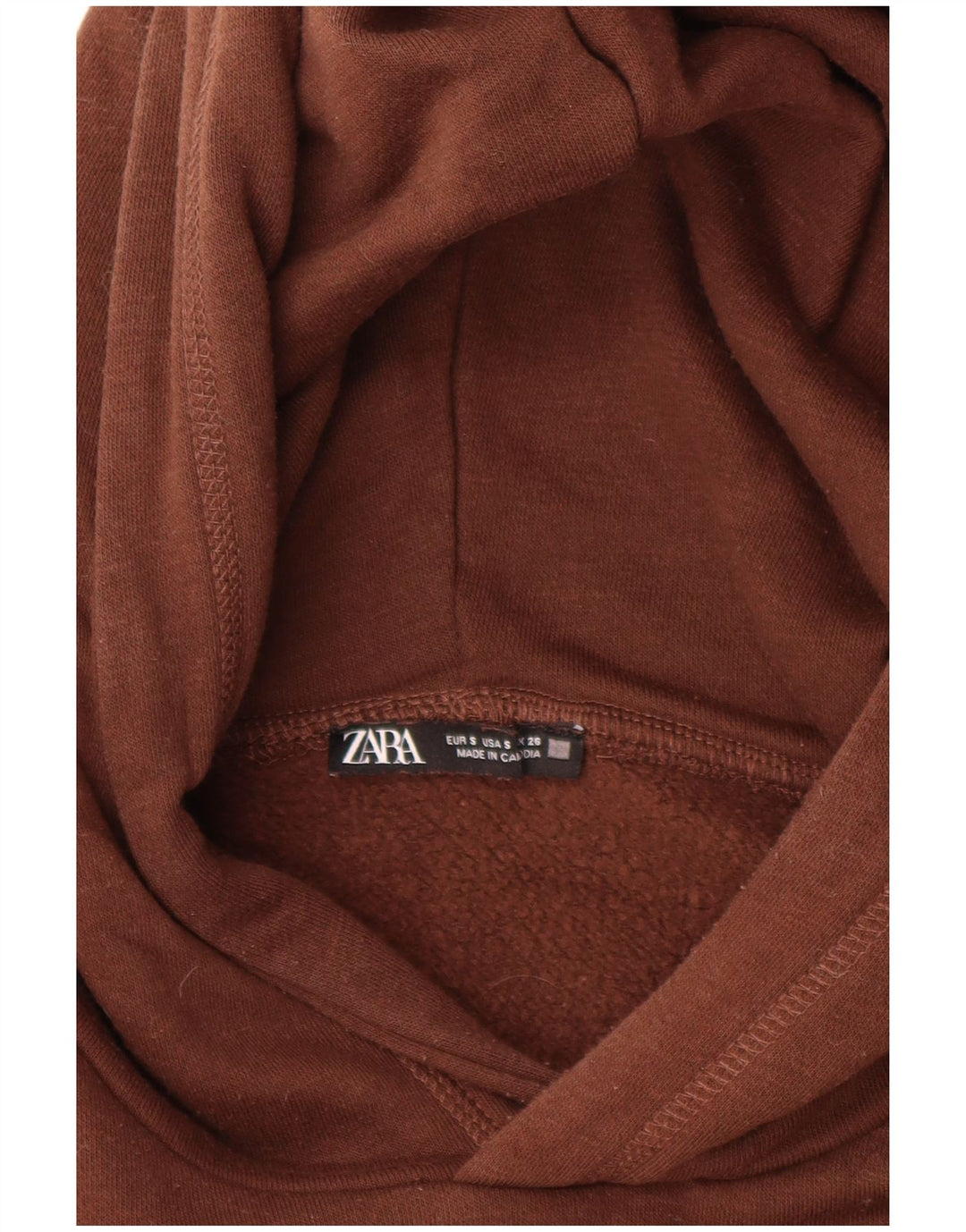 Zara Womens Hoodie Jumper UK 10 Small Brown