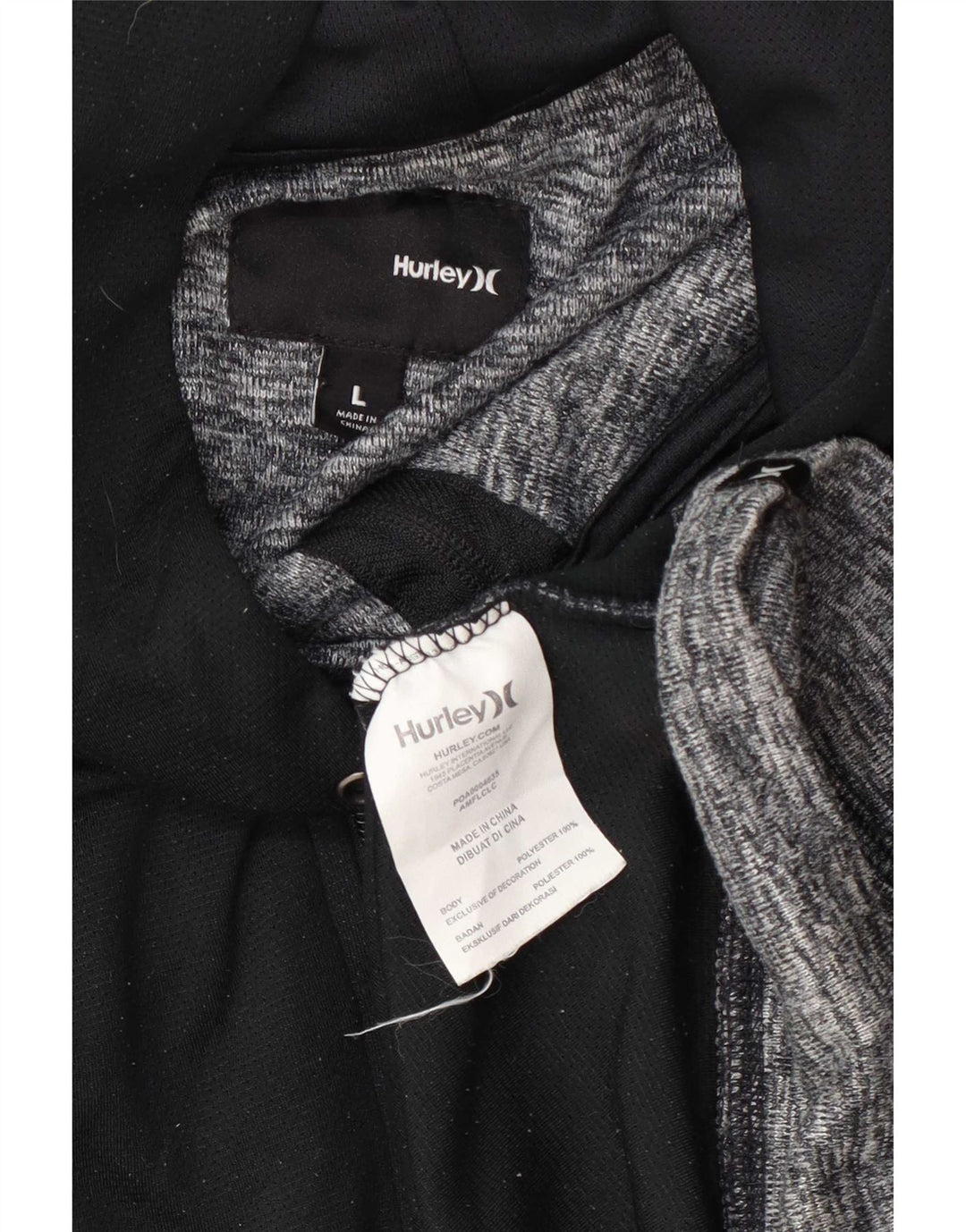 Hurley Mens Zip Hoodie Sweater Large Black Colourblock Polyester