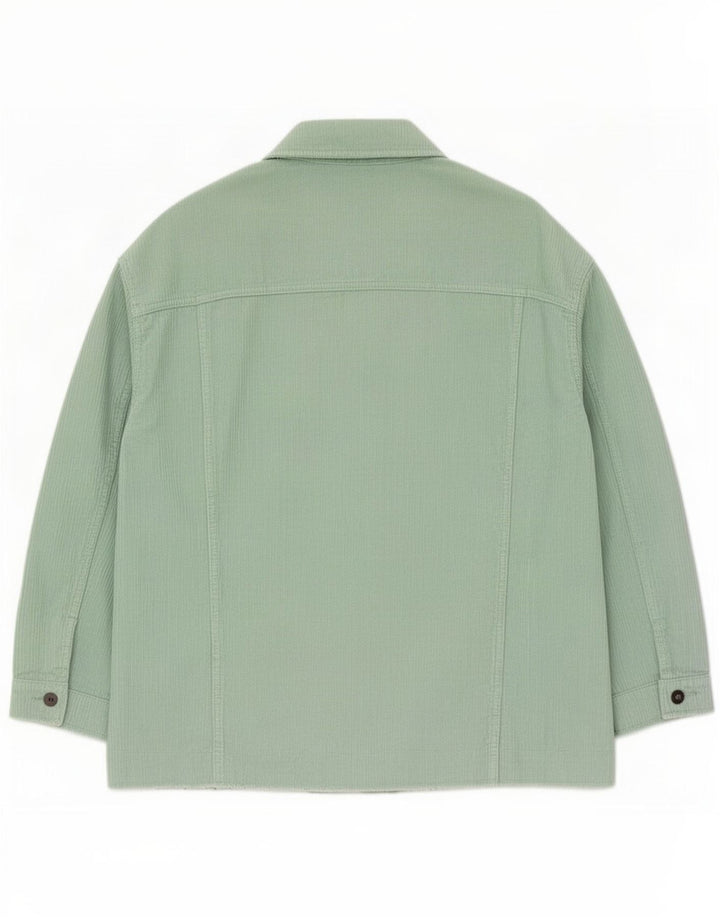 Zara Womens Oversized Corduroy Jacket UK 20 2XL Green