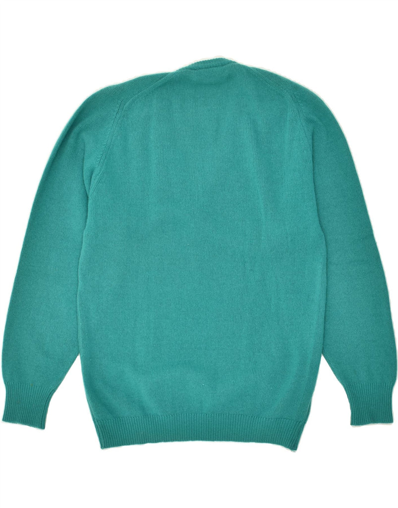 VINTAGE Womens V-Neck Jumper Sweater UK 14 Large Turquoise Virgin Wool | Vintage Vintage | Thrift | Second-Hand Vintage | Used Clothing | Messina Hembry 