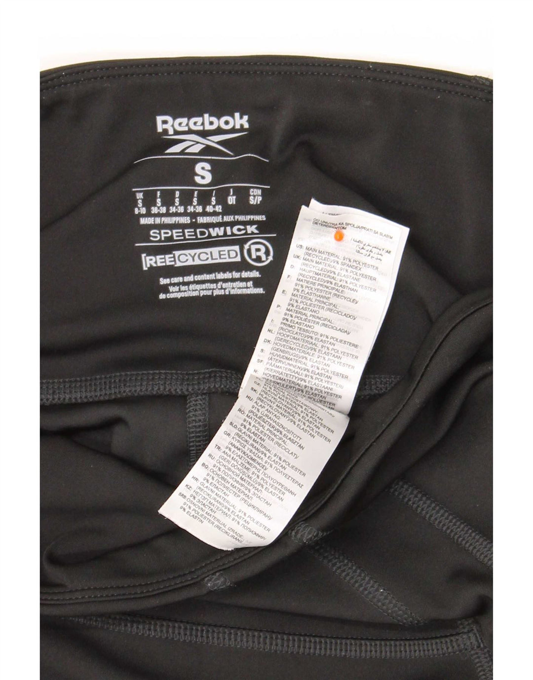Reebok Womens Leggings UK 8/10 Small Black Polyester