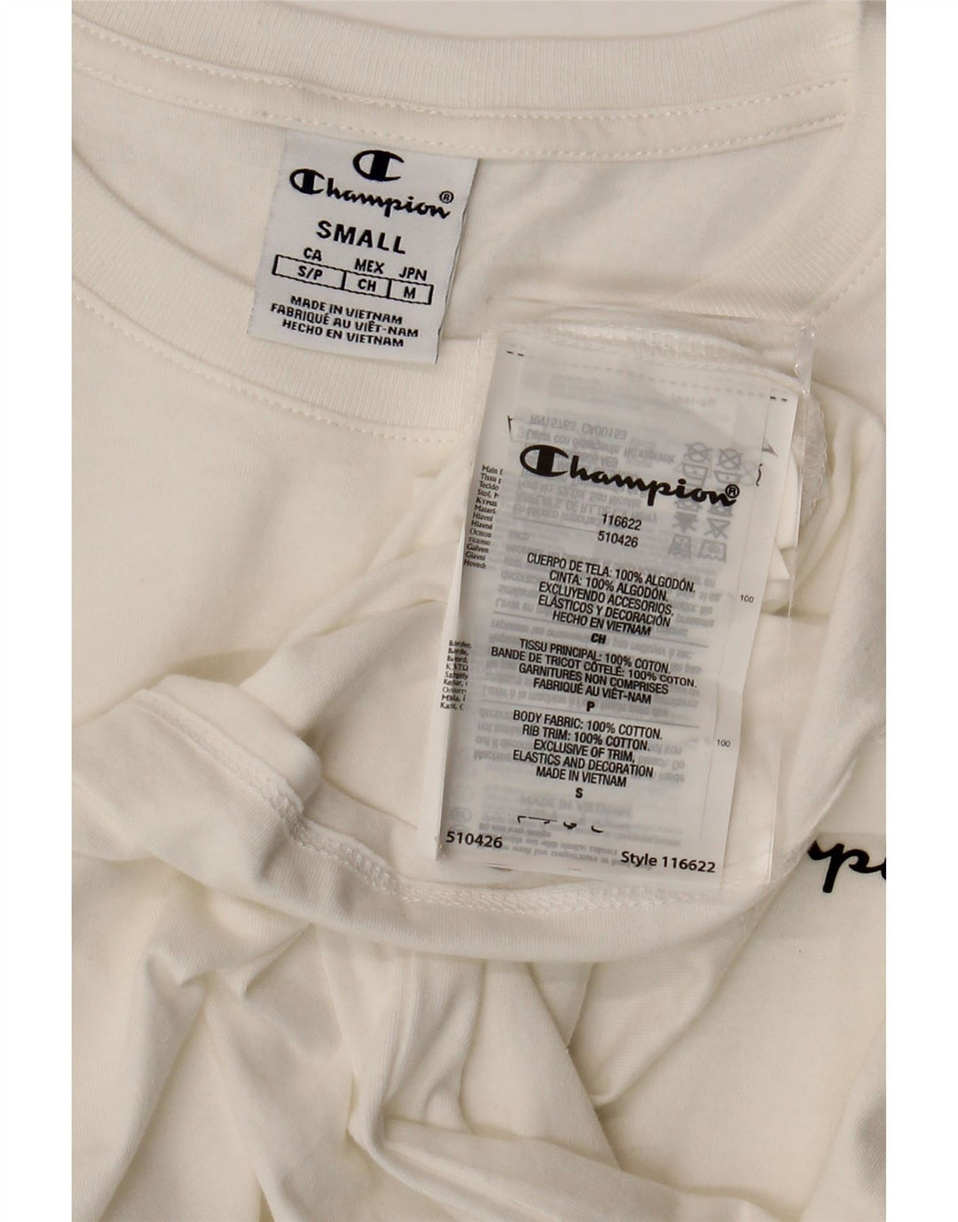 CHAMPION Womens T-Shirt Top UK 10 Small White Cotton