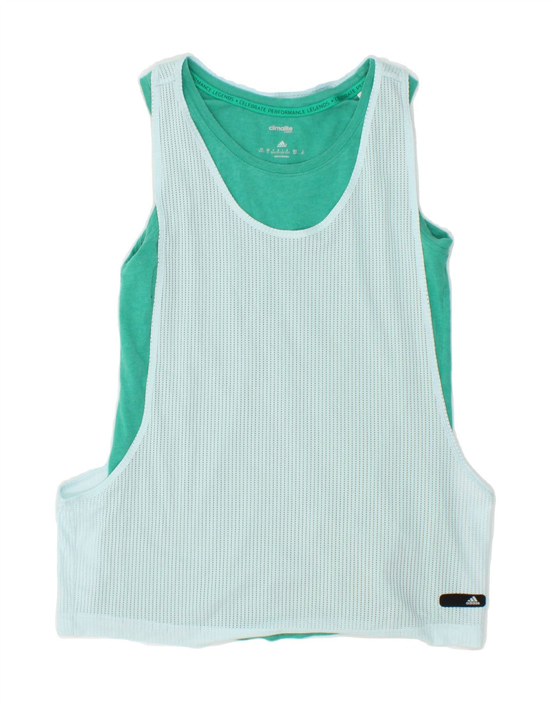 ADIDAS Womens Climalite Vest Top UK 8/10 Small Green Colourblock Cotton Vintage Adidas and Second-Hand Adidas from Messina Hembry 