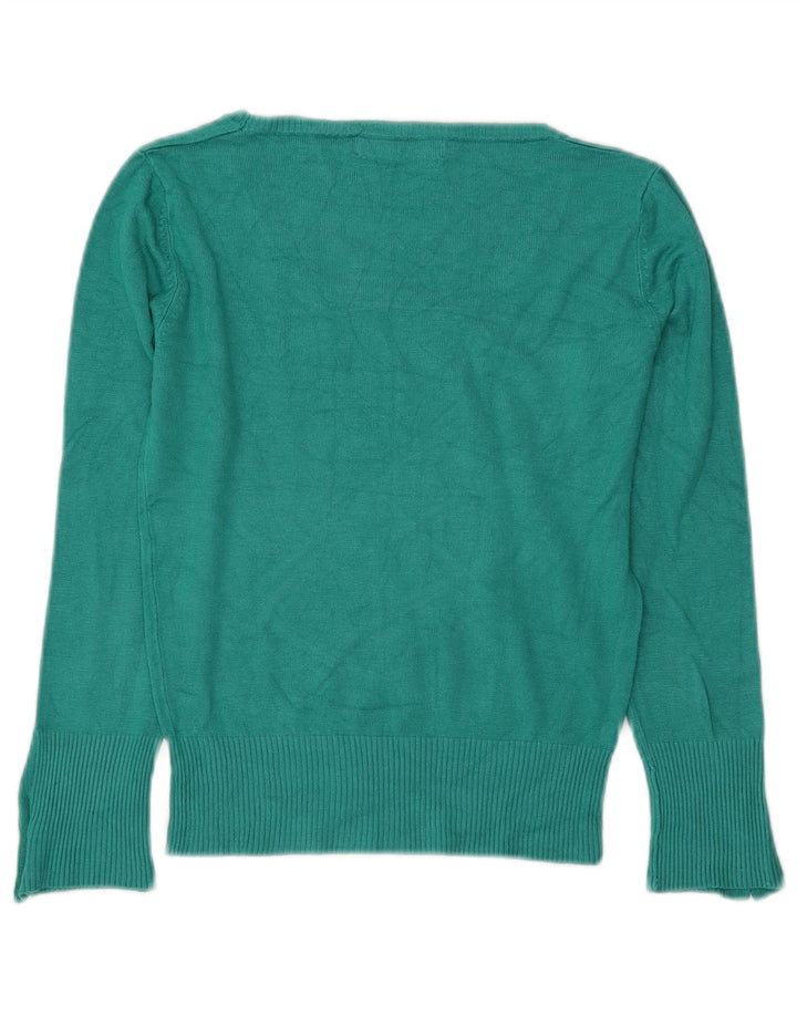Zara Womens Boat Neck Jumper Sweater UK 12 Medium Green Rayon