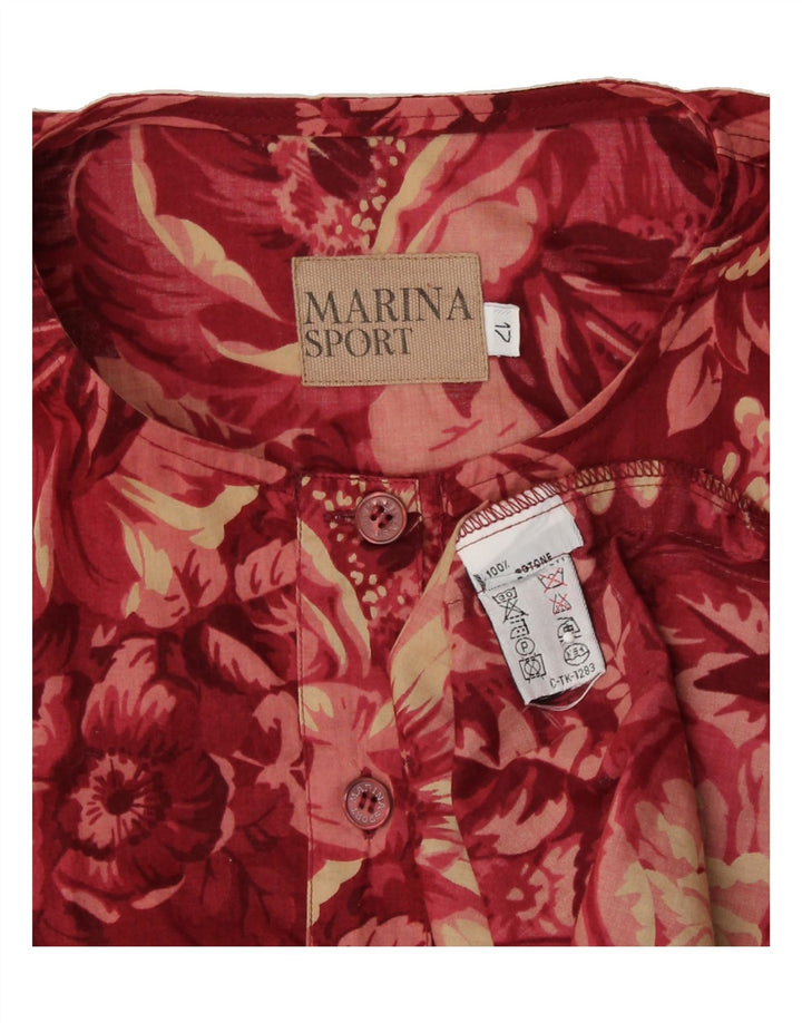 MARINA SPORT Womens Oversized Longline Blouse Top Size 17 Small Red Floral Vintage Marina Sport and Second-Hand Marina Sport from Messina Hembry 