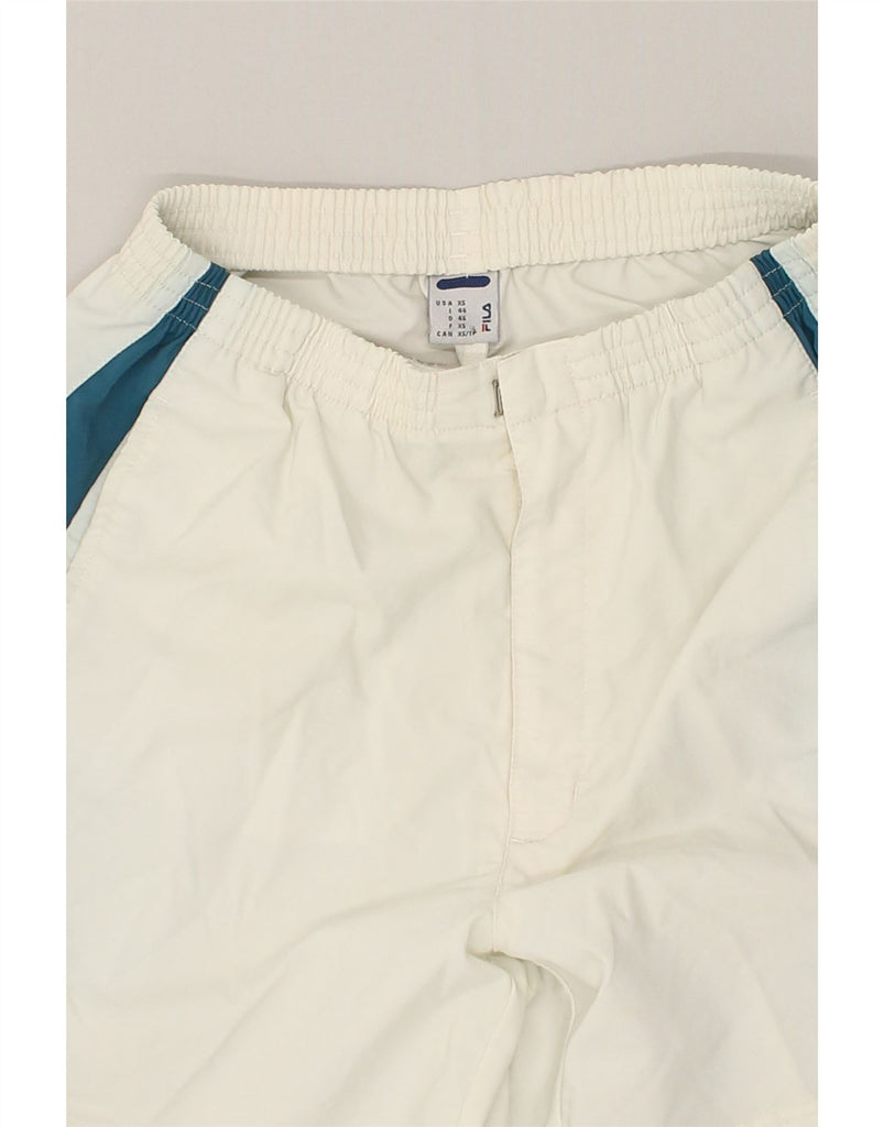 FILA Mens Sport Shorts IT 44 XS White Colourblock Polyester | Vintage Fila | Thrift | Second-Hand Fila | Used Clothing | Messina Hembry 