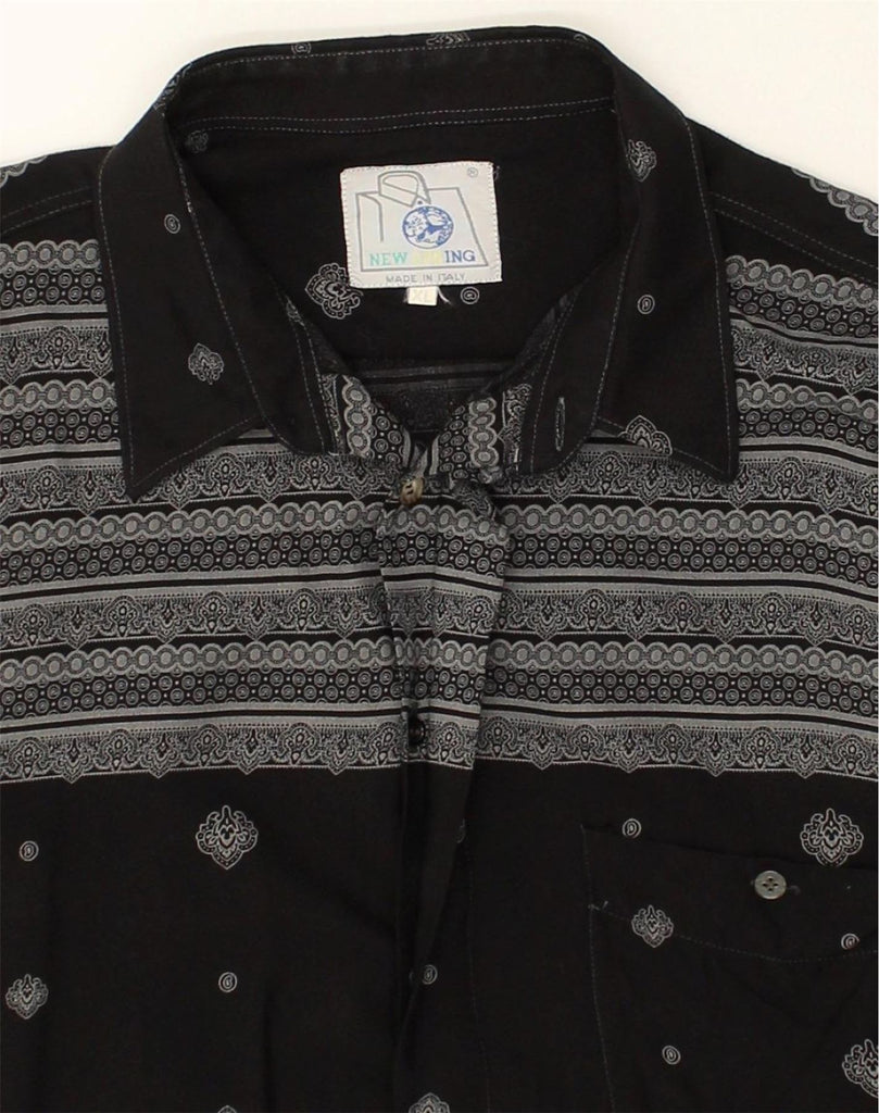 VINTAGE Mens Crazy Pattern Short Sleeve Shirt XL Black | Vintage Vintage | Thrift | Second-Hand Vintage | Used Clothing | Messina Hembry 