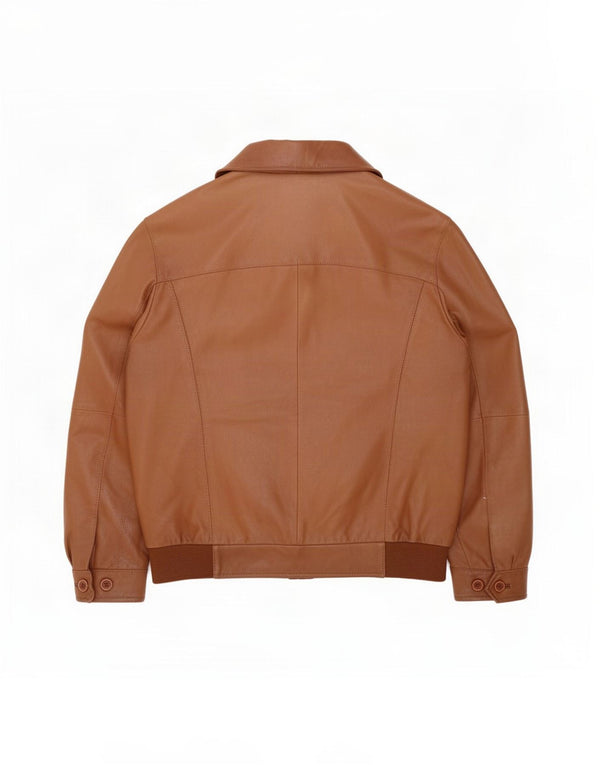 Bugatti Mens Bomber Leather Jacket IT 50 Large Brown