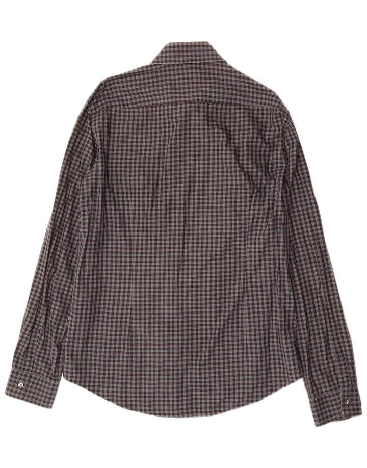 HUGO BOSS Mens Slim Fit Shirt Medium Grey Gingham