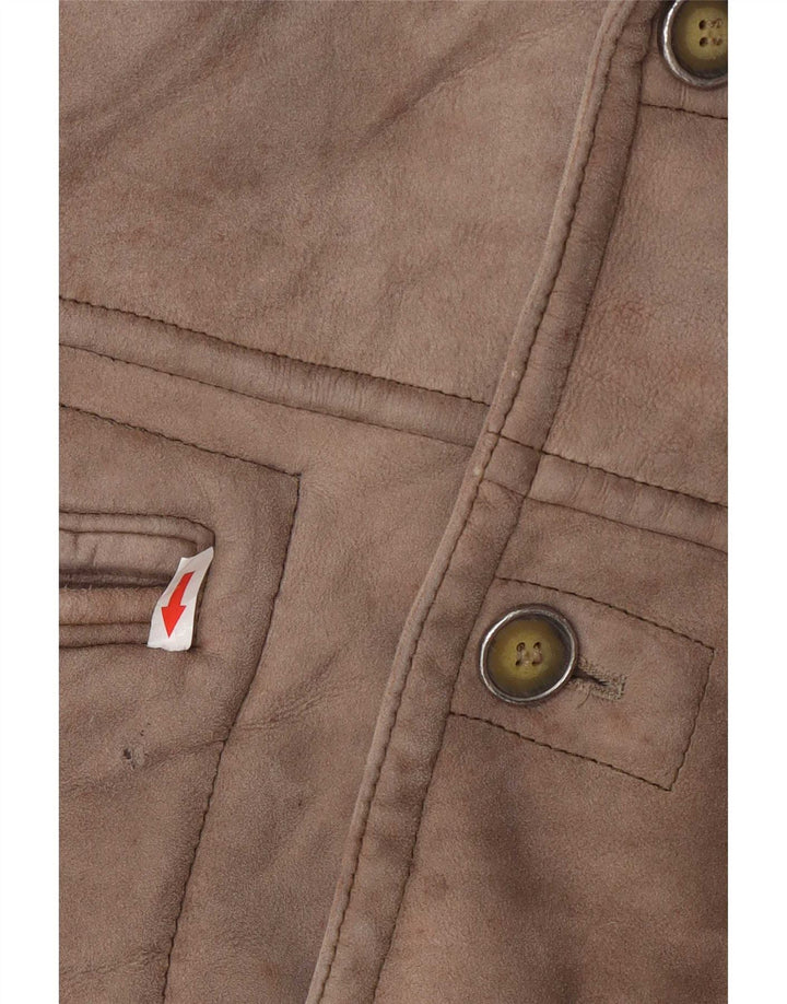 Emme Mens Shearling Overcoat UK 36 Small Grey Colourblock