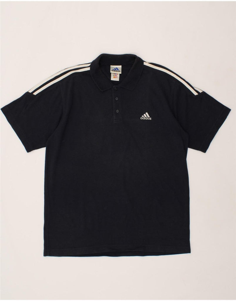 ADIDAS Mens Polo Shirt UK 44/46 Large Navy Blue Vintage Adidas and Second-Hand Adidas from Messina Hembry 