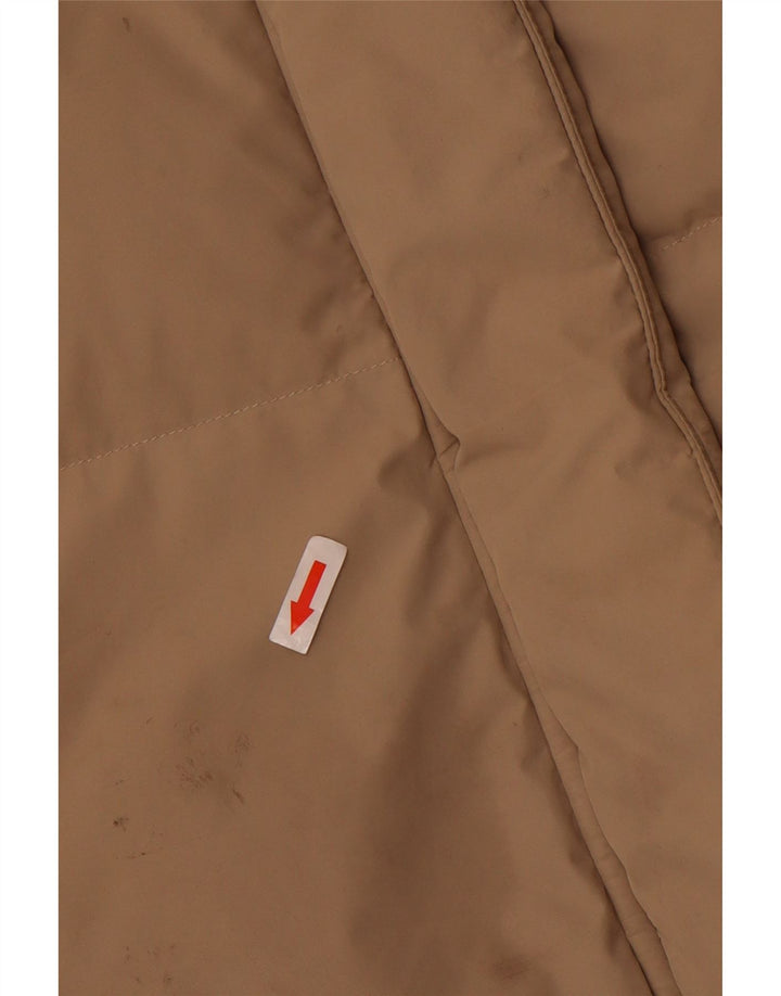 Massimo Dutti Womens Hooded Oversized Padded Jacket UK 6 XS Beige Polyester