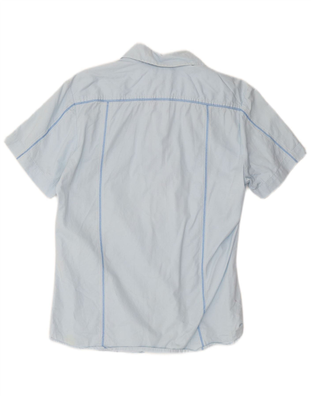 Diesel Mens Short Sleeve Shirt Large Blue Striped Cotton