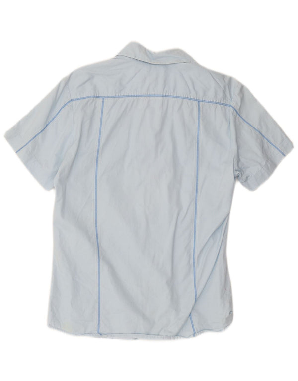 Diesel Mens Short Sleeve Shirt Large Blue Striped Cotton