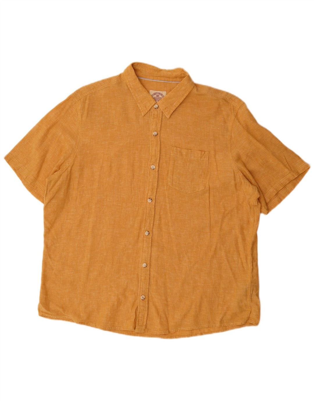 FAT FACE Mens Short Sleeve Shirt 2XL Yellow Linen