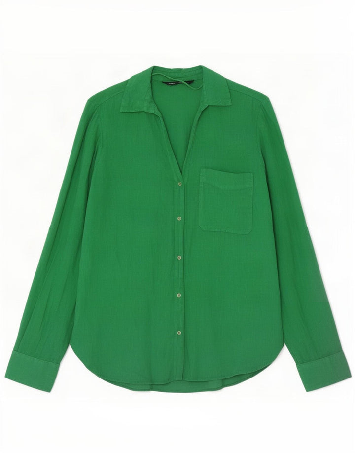 Zara Womens Shirt UK 14 Medium Green Linen