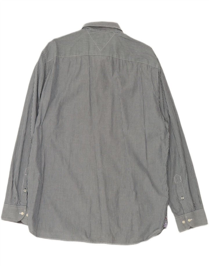 TOMMY HILFIGER Mens Shirt 2XL Navy Blue Striped Vintage Tommy Hilfiger and Second-Hand Tommy Hilfiger from Messina Hembry 