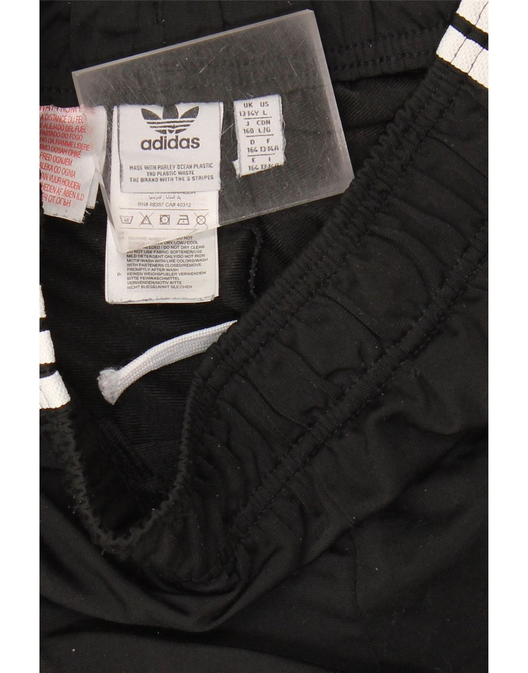 ADIDAS Boys Tracksuit Trousers Joggers 13-14 Years  Black Polyester