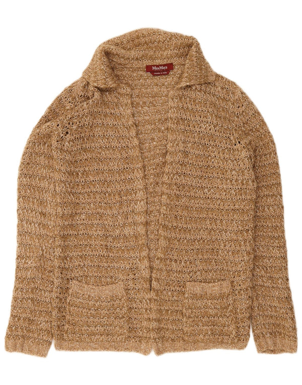 Max Mara Womens Open Cardigan Sweater UK 14 Medium Brown Wool
