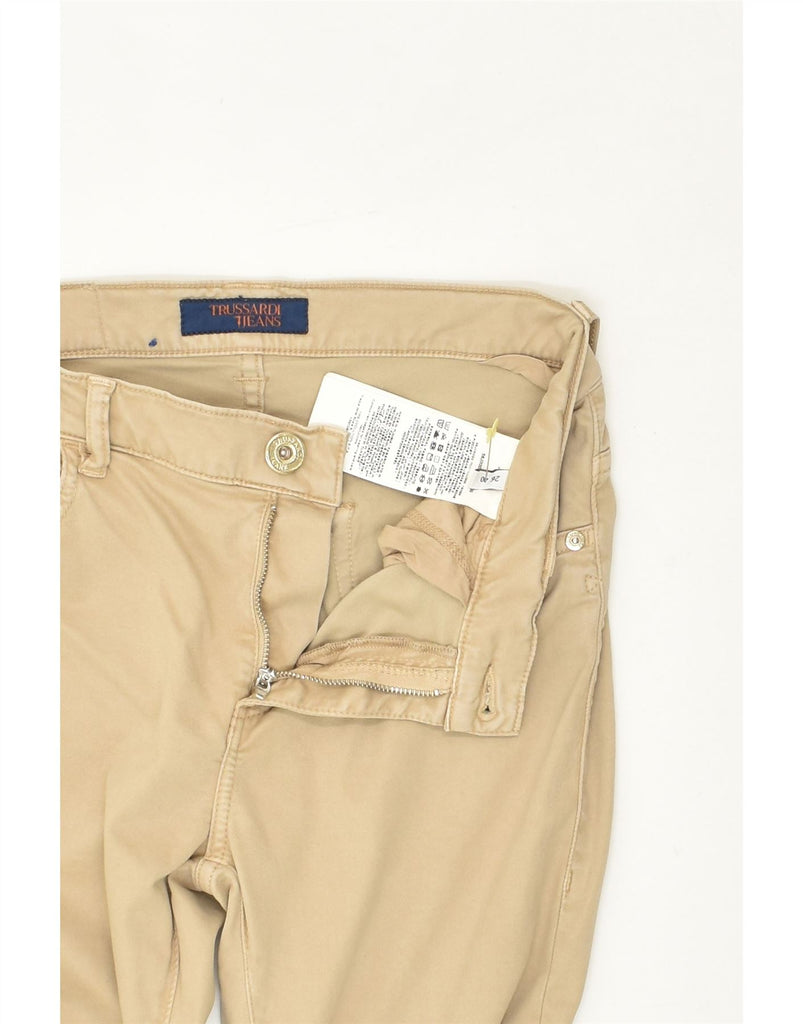 TRUSSARDI Womens Slim Casual Trousers W26 L32 Beige Cotton | Vintage Trussardi | Thrift | Second-Hand Trussardi | Used Clothing | Messina Hembry 