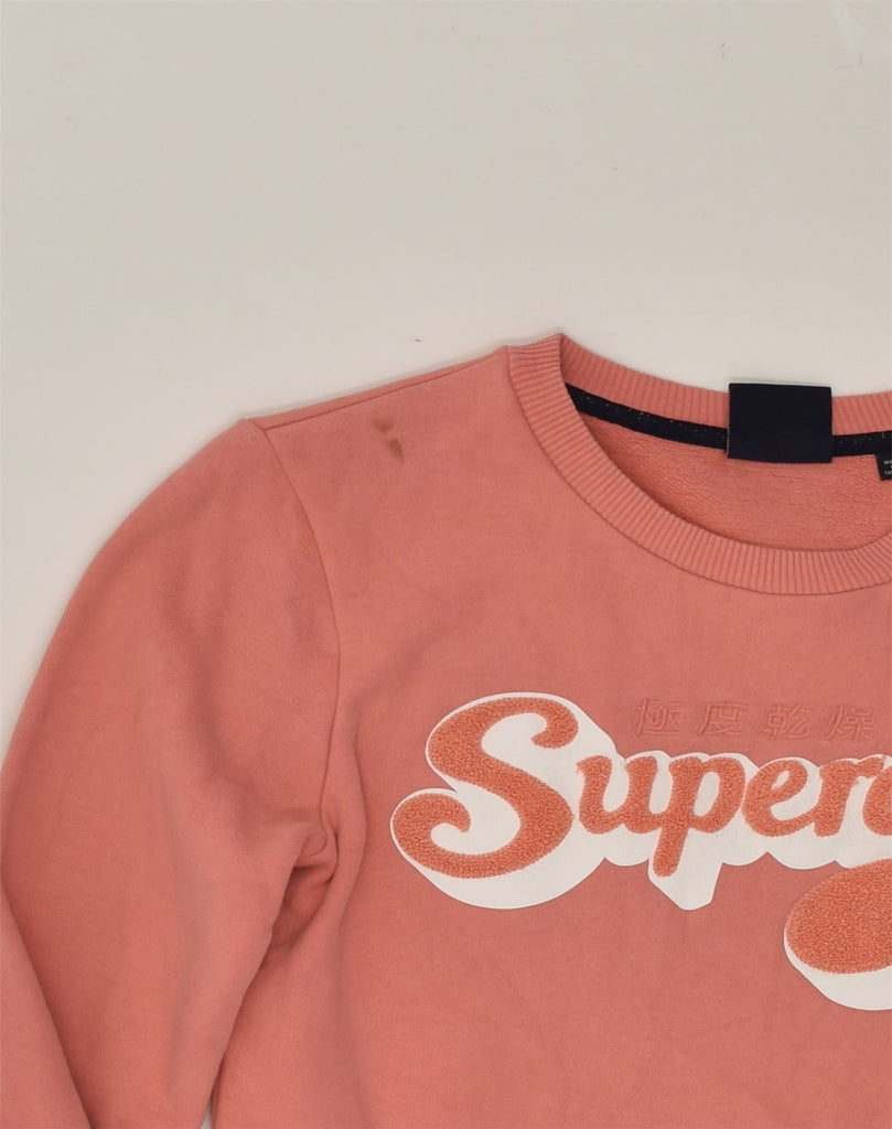 SUPERDRY Womens Graphic Sweatshirt Jumper UK 8 Small  Pink Cotton | Vintage Superdry | Thrift | Second-Hand Superdry | Used Clothing | Messina Hembry 