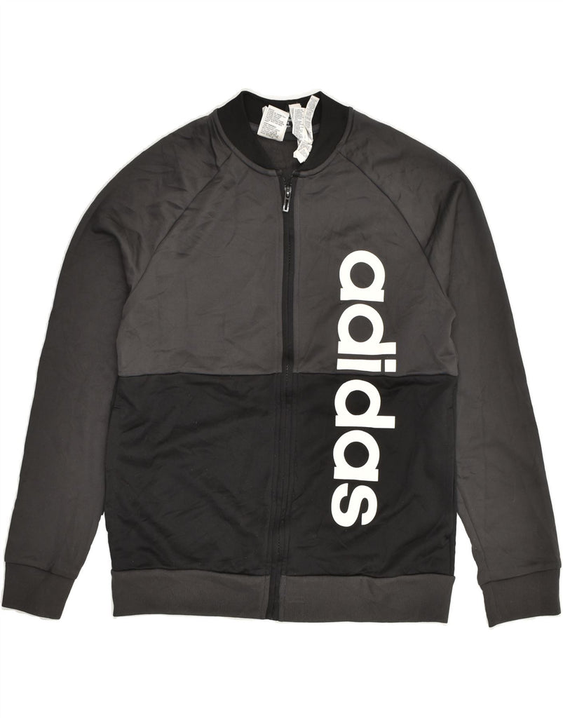 ADIDAS Boys Graphic Tracksuit Top Jacket 13-14 Years Black Colourblock | Vintage Adidas | Thrift | Second-Hand Adidas | Used Clothing | Messina Hembry 