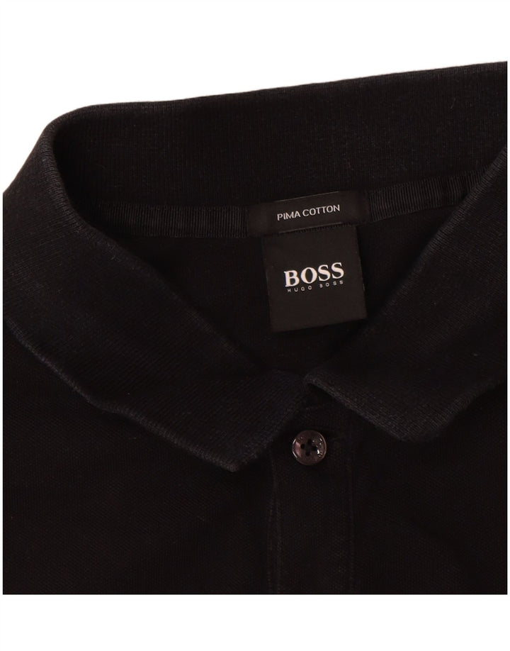 Hugo Boss Mens Polo Shirt Large Black Cotton