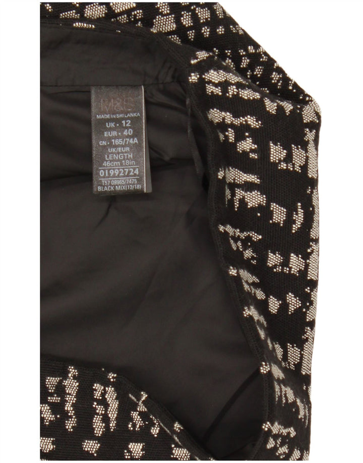 Marks & Spencer Womens Mini Skirt UK 12 Medium W31 Black Geometric Cotton