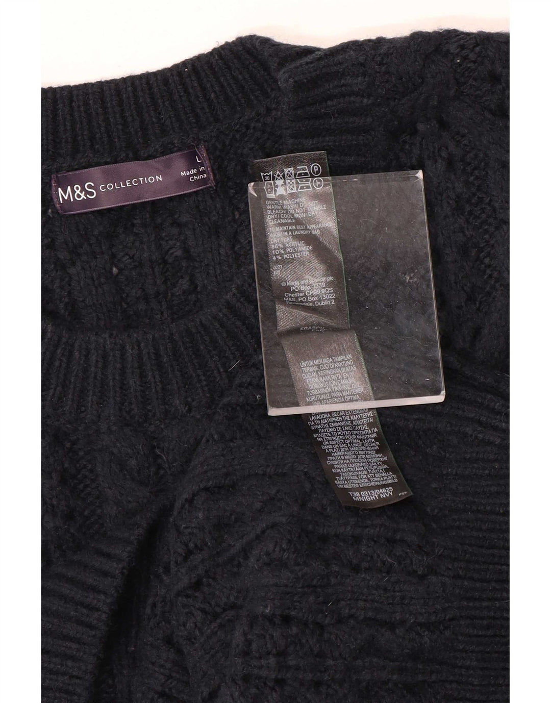 Marks & Spencer Womens Vest Tank Top UK 16 Large Navy Blue Acrylic
