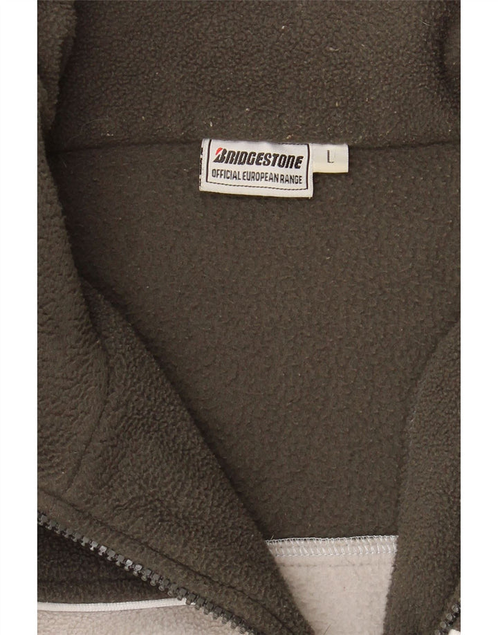 VINTAGE Mens Zip Neck Fleece Jumper Large Grey Colourblock Polyester Vintage Vintage and Second-Hand Vintage from Messina Hembry 