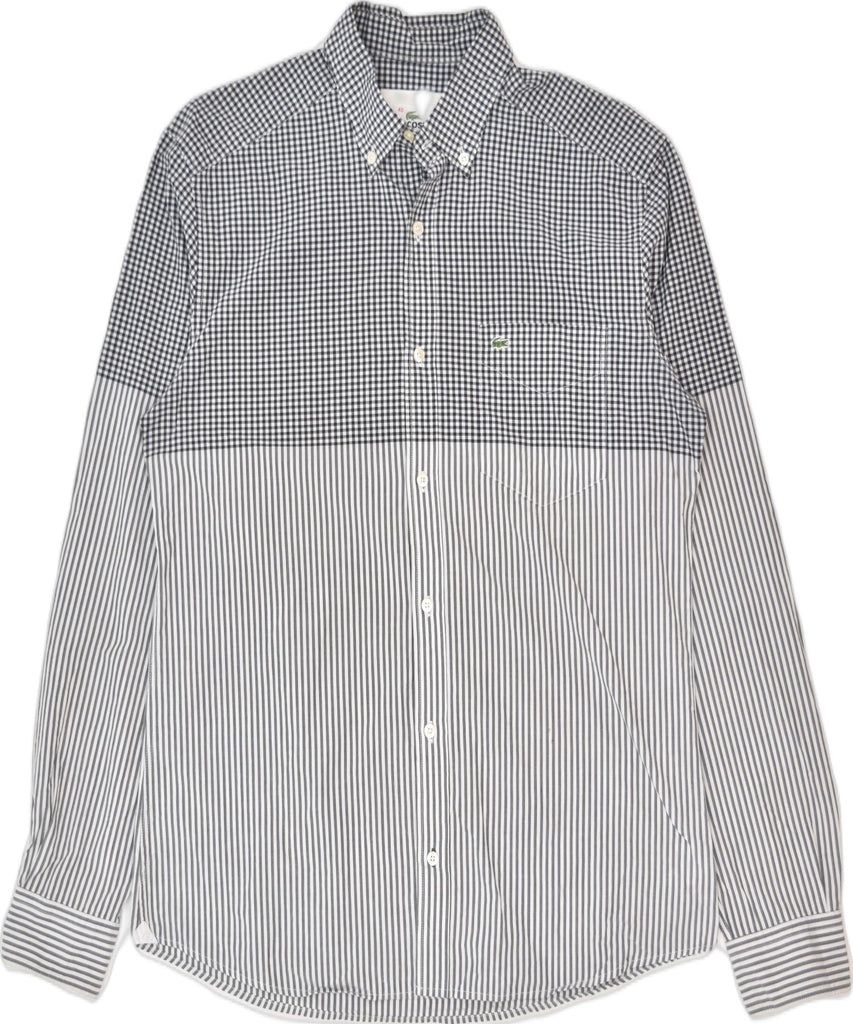 LACOSTE Mens Shirt Size 40 Medium Grey Check Cotton | Vintage | Thrift | Second-Hand | Used Clothing | Messina Hembry 