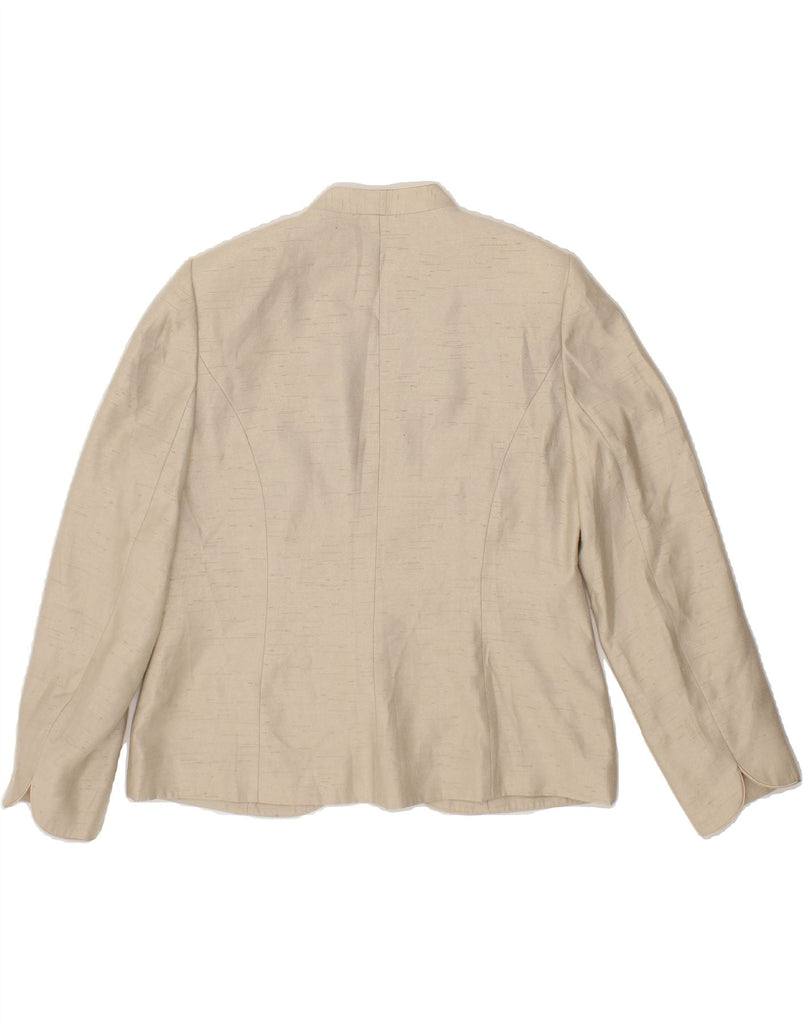 JACQUES VERT Womens 1 Button Blazer Jacket UK 14 Medium  Beige Viscose Vintage Jacques Vert and Second-Hand Jacques Vert from Messina Hembry 