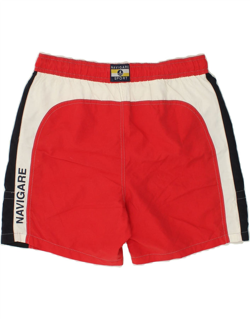 NAVIGARE Mens Graphic Sport Shorts Large Red Colourblock Polyester | Vintage Navigare | Thrift | Second-Hand Navigare | Used Clothing | Messina Hembry 