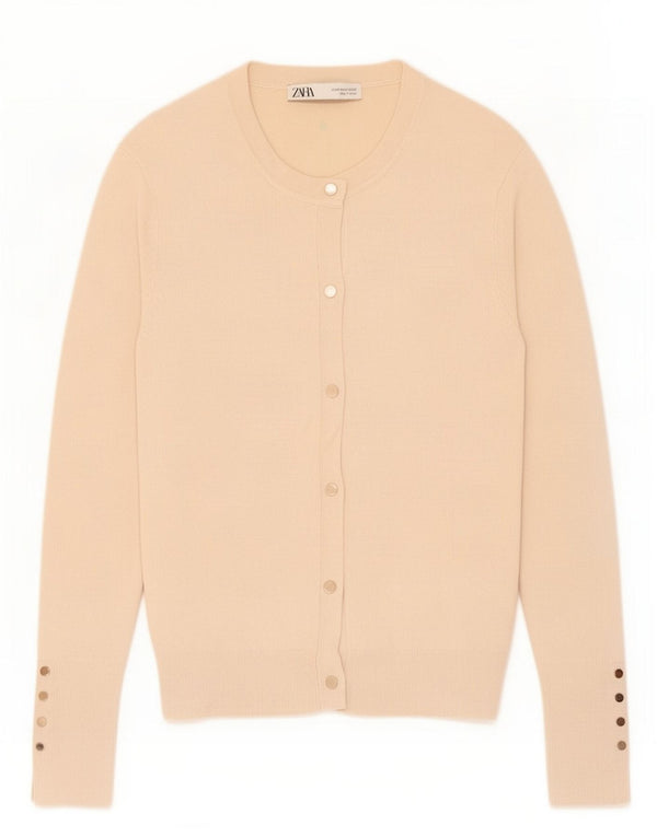 Zara Womens Cardigan Sweater UK 12 Medium Beige Viscose