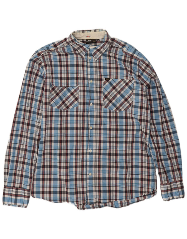 Lee Mens Shirt 2XL Blue Check Cotton