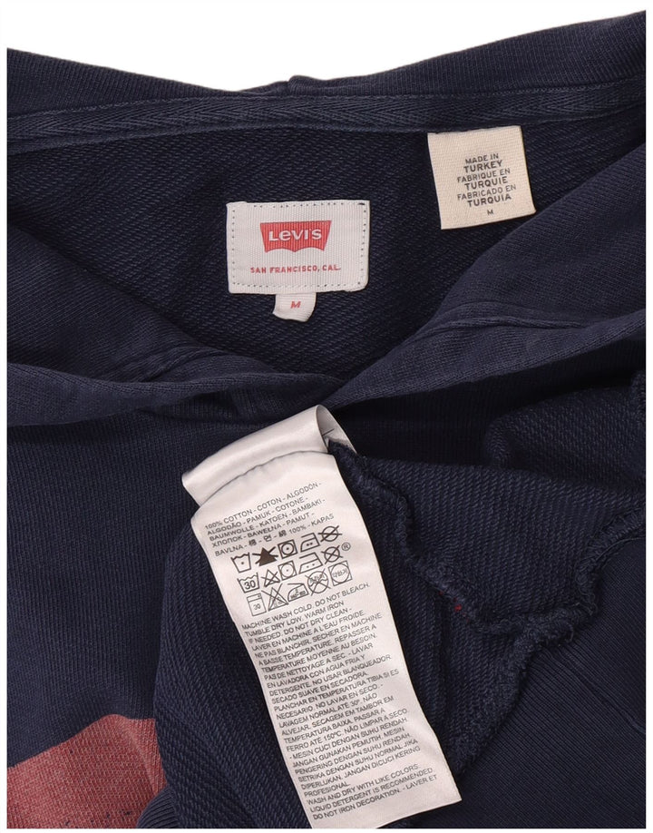 Levi's Mens Graphic Hoodie Jumper Medium Navy Blue Cotton