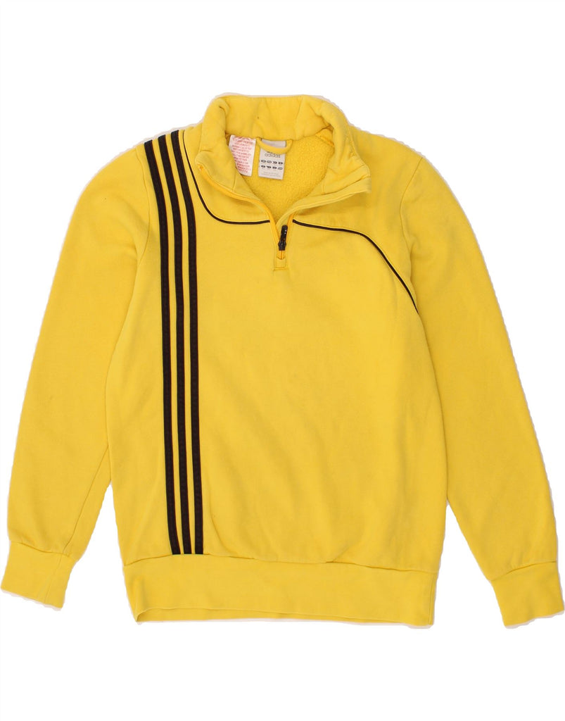 ADIDAS Boys Zip Neck Sweatshirt Jumper 13-14 Years Yellow Cotton Vintage Adidas and Second-Hand Adidas from Messina Hembry 