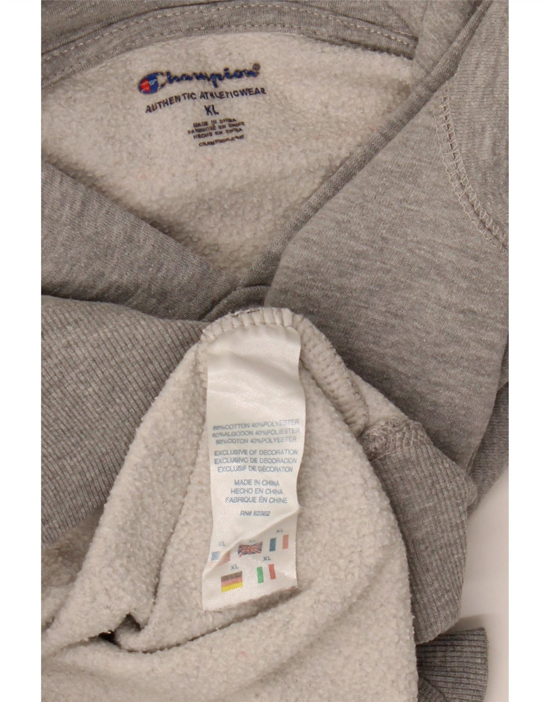 CHAMPION Boys Graphic Hoodie Jumper 13-14 Years XL Grey Flecked Cotton