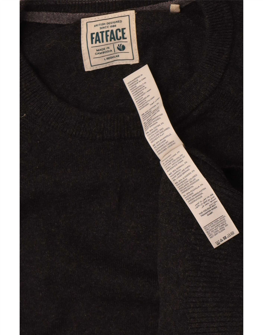 Fat Face Mens Regular Fit Crew Neck Jumper Sweater Large Grey Cotton