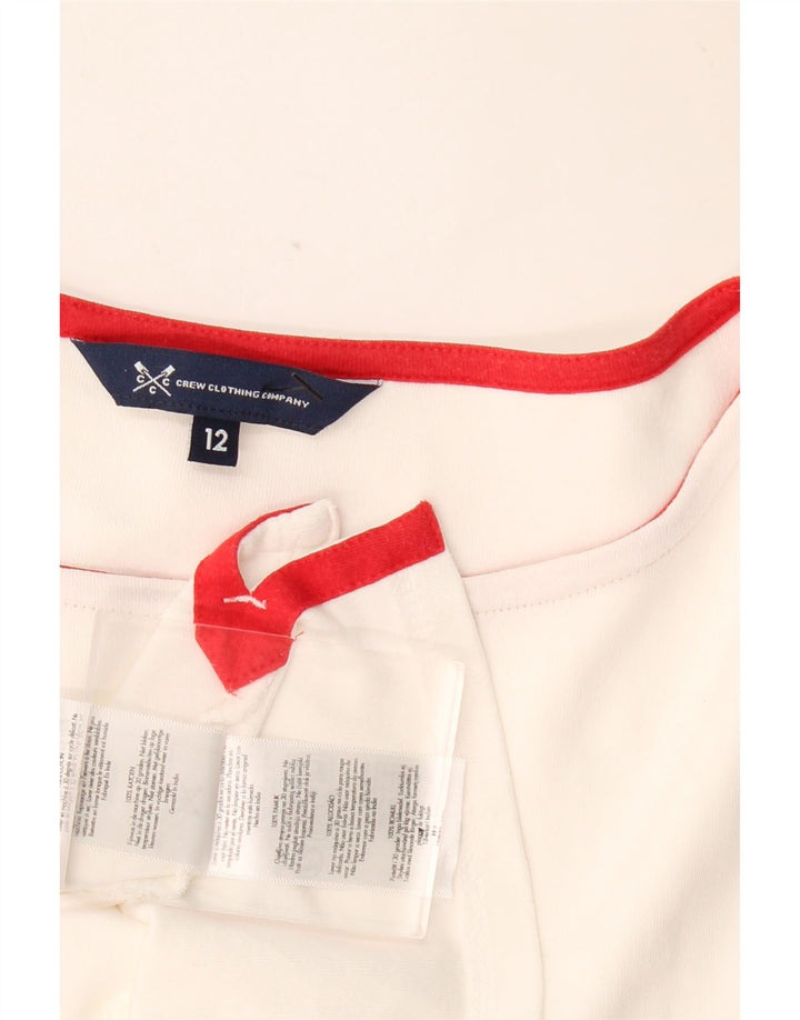 CREW CLOTHING Womens T-Shirt Top UK 12 Medium White Cotton