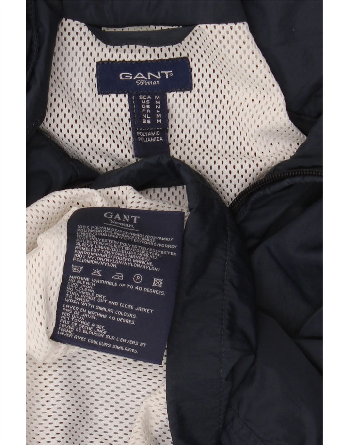 Gant Womens Hooded Rain Jacket UK 14 Medium Navy Blue Polyamide