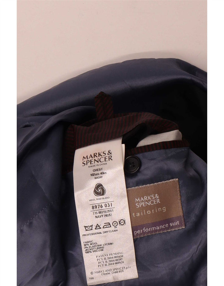 Marks & Spencer Mens Double Breasted Blazer Jacket UK 40 Medium Navy Blue