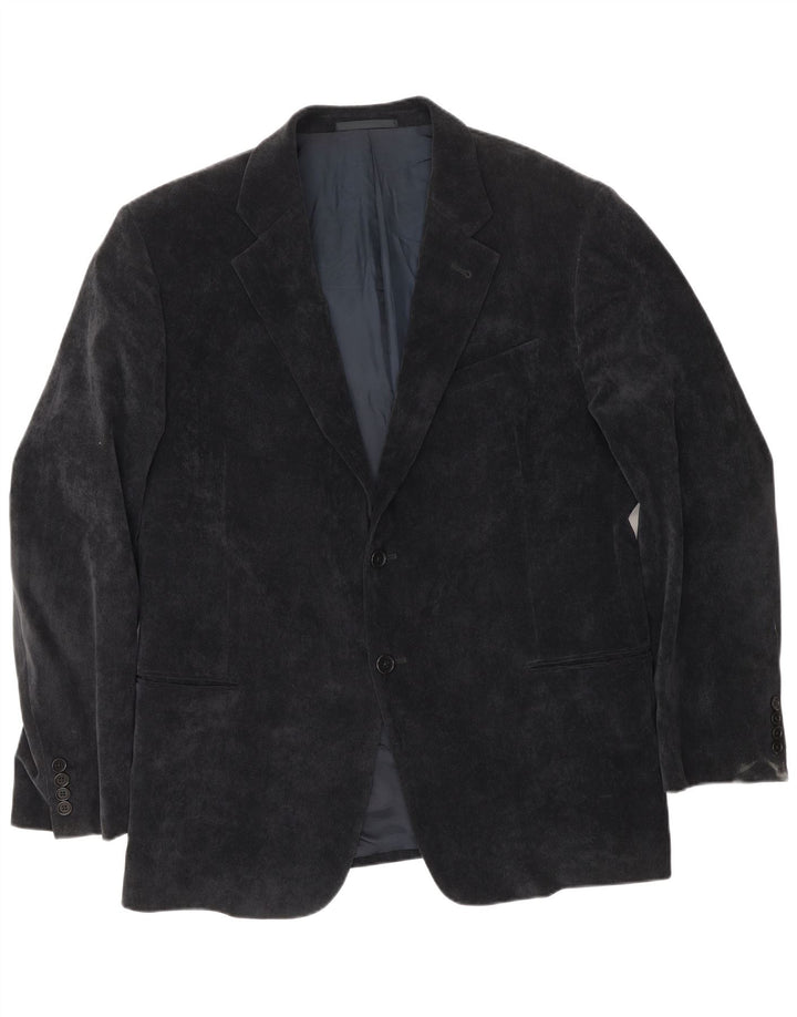 Armani Collezioni Mens 2 Button Corduroy Blazer Jacket IT 58 3XL Navy Blue