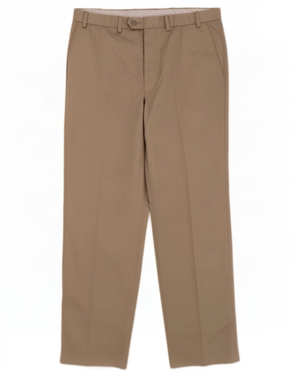 Marks & Spencer Mens Blue Harbour Straight Suit Trousers W36 L33 Beige