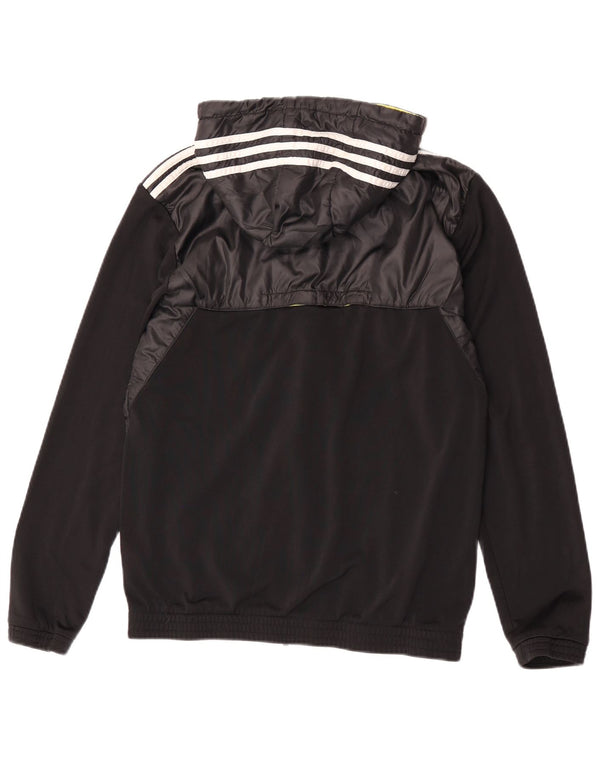 Adidas Mens Hooded Tracksuit Top Jacket UK 38/40 Medium Black Polyester