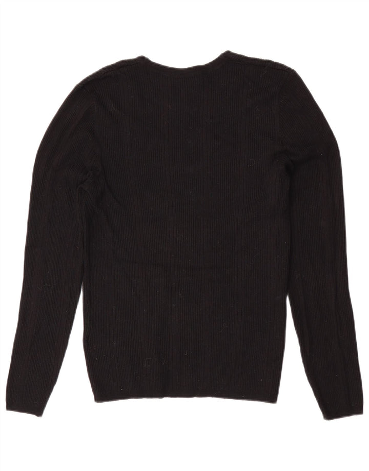 Marks & Spencer Womens V-Neck Jumper Sweater UK 12 Medium Black Viscose