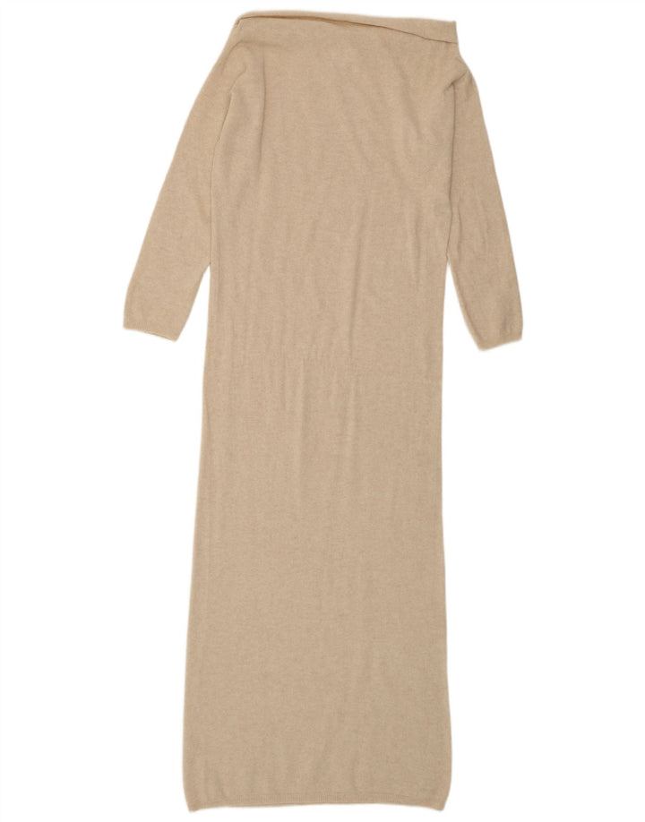KONTATTO Womens Roll Neck Maxi Jumper Dress UK 14 Medium Beige Polyamide