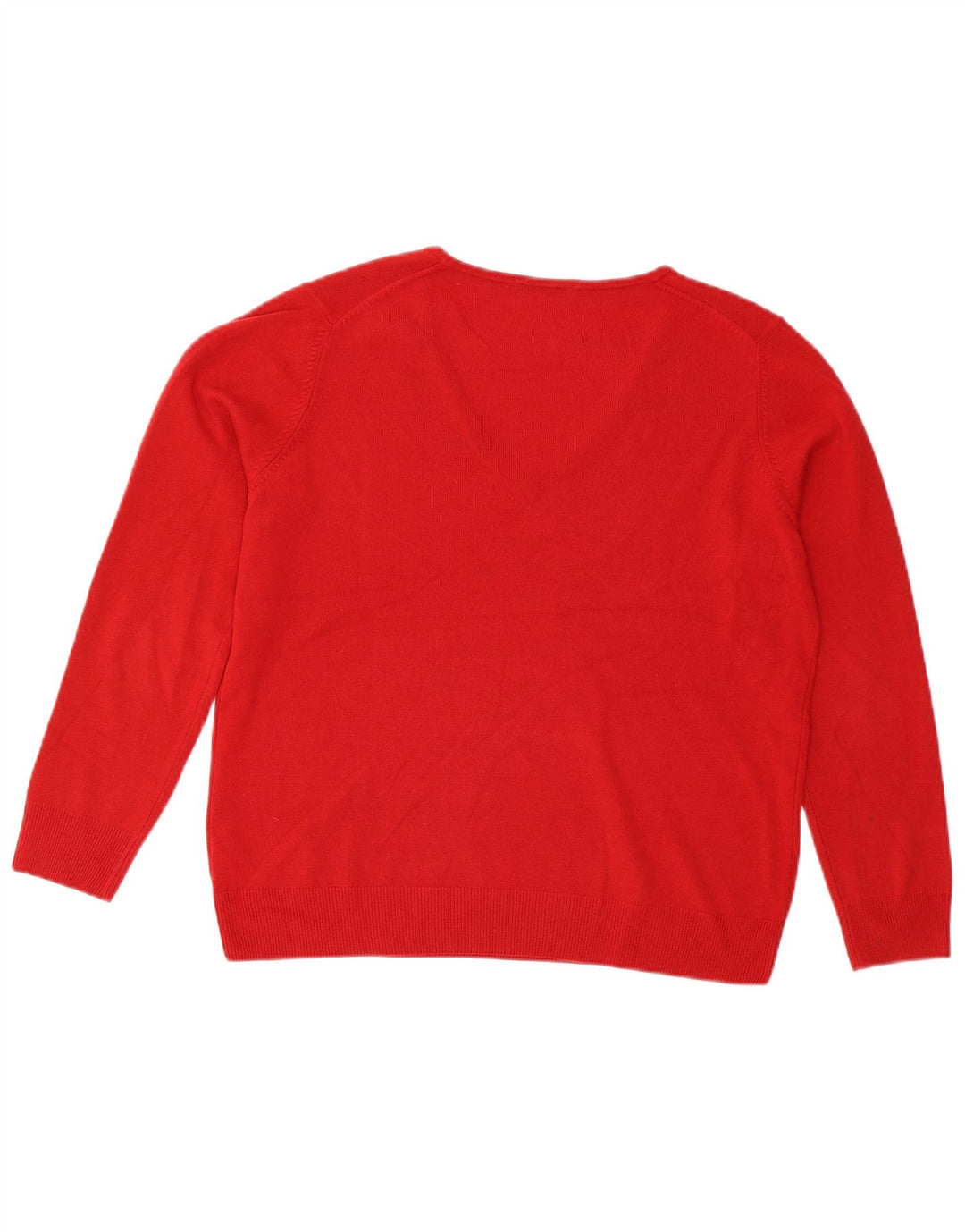 Marks & Spencer Womens V-Neck Jumper Sweater UK 16 Large  Red Acrylic