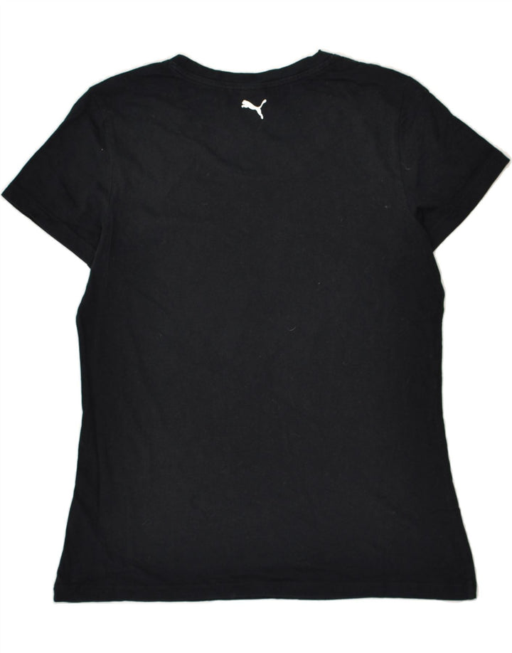 PUMA Womens T-Shirt Top UK 14 Medium Black Cotton | Vintage Puma | Thrift | Second-Hand Puma | Used Clothing | Messina Hembry 