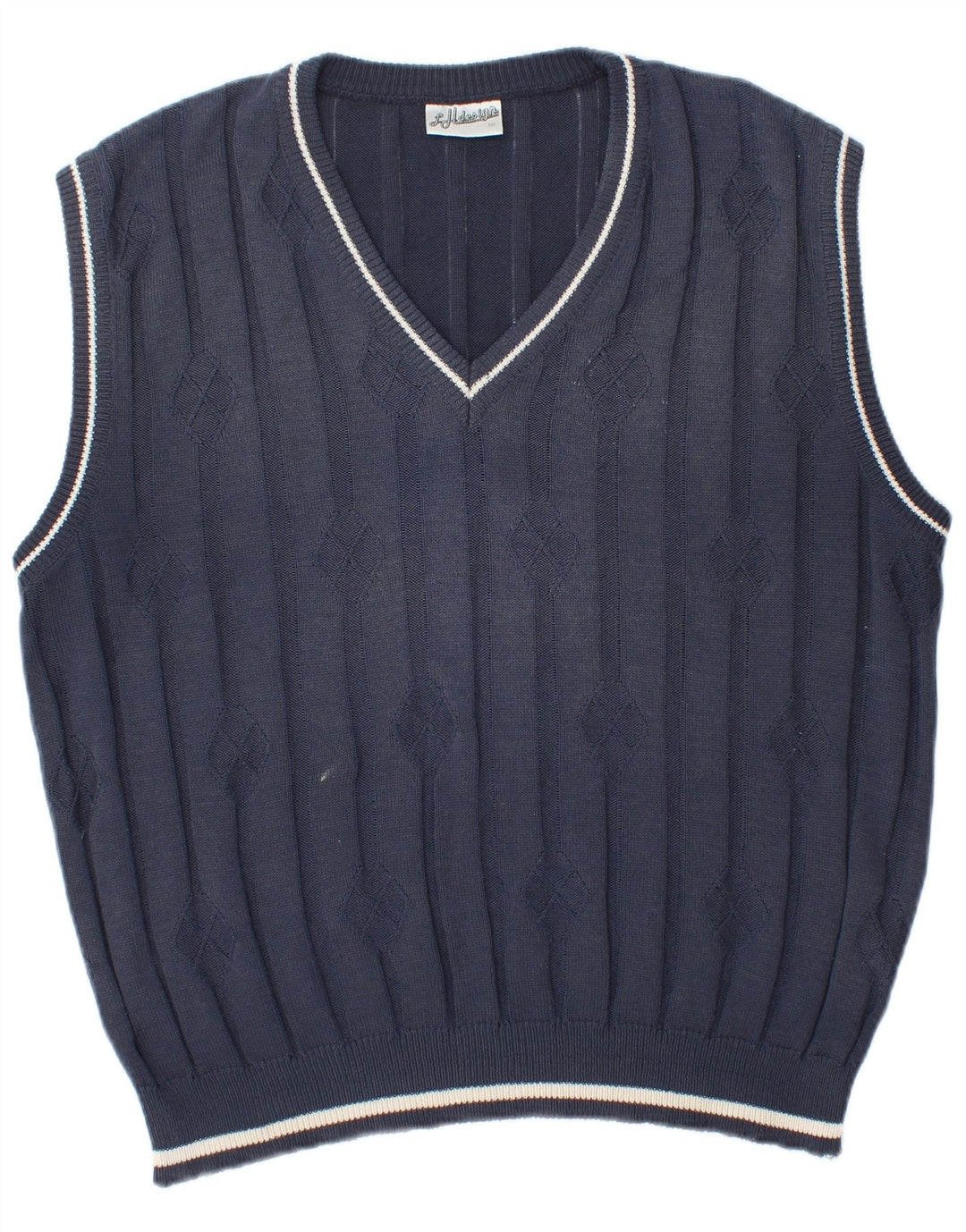 Vintage Mens Vest Tank Top IT 50 Medium Navy Blue